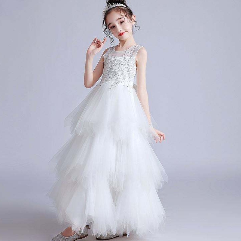 Baige Wholesale White Luxury Girls Girls da matrimonio Abito da ballo Formale Birthday Party Dress LP-2180