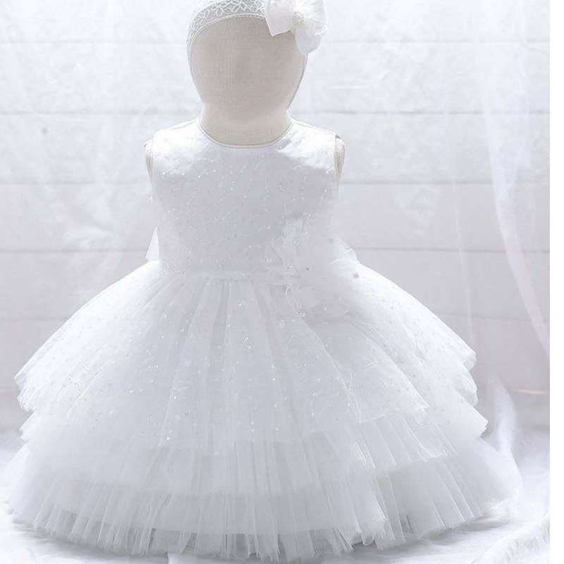 Baige senza maniche Nuove abiti da festa perneonati abiti da ragazza fiore Disegni abiti da bambino 2 anni L2010XZ