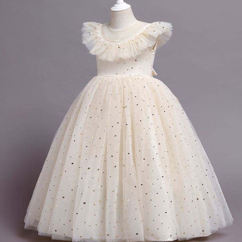 Baige New Princess Dress Girls Girls Kids Remoidery Flower Girl Abito da festa formale elegante 2275