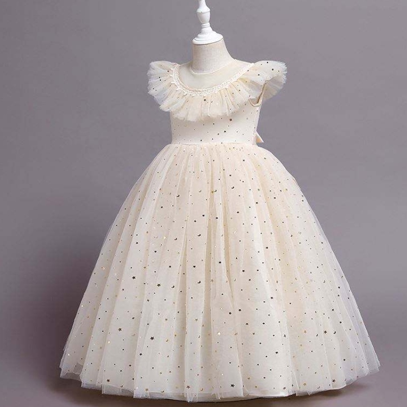 Baige New Princess Dress Girls Girls Kids Remoidery Flower Girl Abito da festa formale elegante 2275