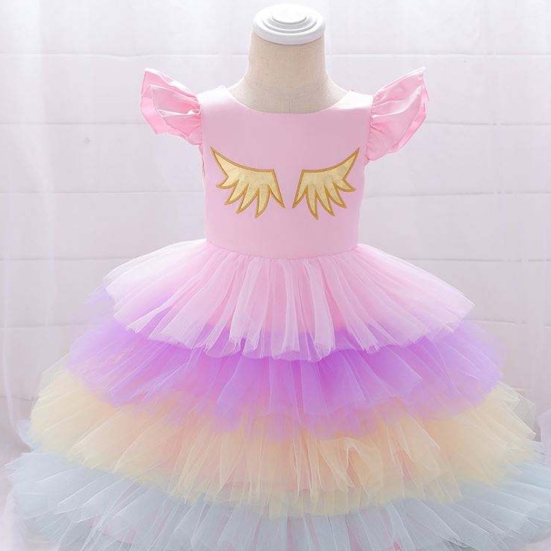 2019 New Arrival Children Vestiti Girls Unicorn La strato tutu Abito da festa con copricapo gratuito DJS011