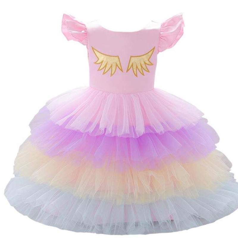 2019 New Arrival Children Vestiti Girls Unicorn La strato tutu Abito da festa con copricapo gratuito DJS011