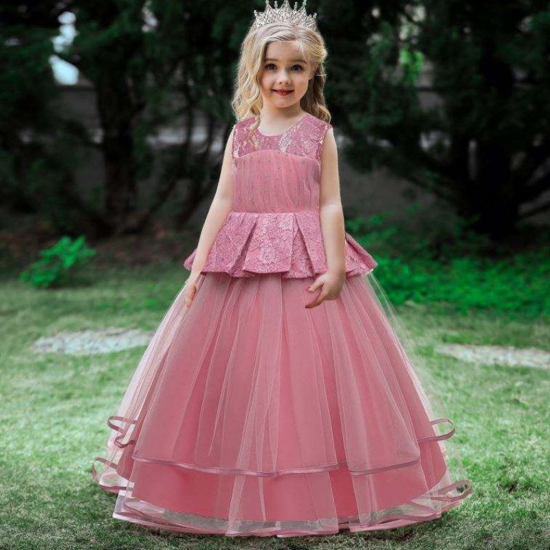 Baige Fancy Girls Dresses da festa in primavera ed estate Abbigliamento per bambini abiti da festa per bambini