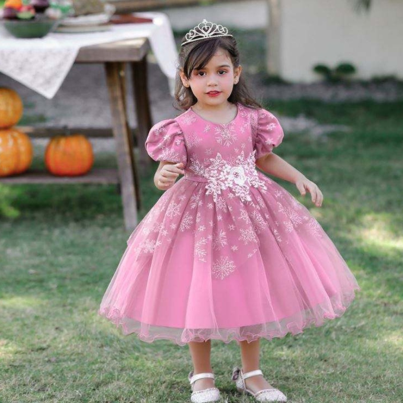 Baige Appliqued Short Short Short New Design Bambini Abito da festa per bambini per bambini