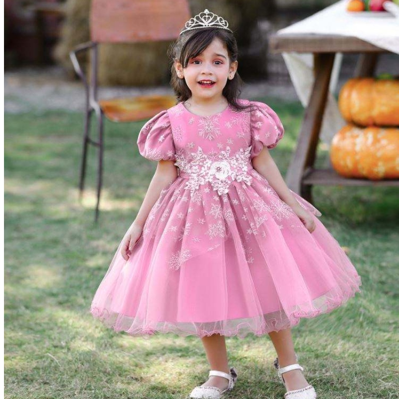 Baige Appliqued Short Short Short New Design Bambini Abito da festa per bambini per bambini