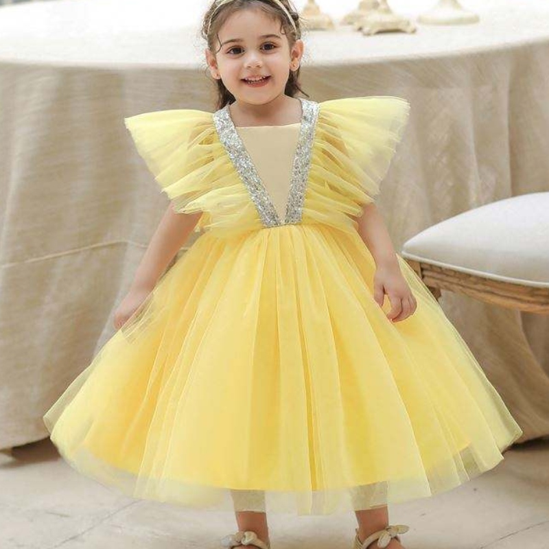 BAIGE Summer Puffy Flower Girl Birthday Birthday Birthf Girl Full Kids Wedding Tutu Party Dress L2065XZ