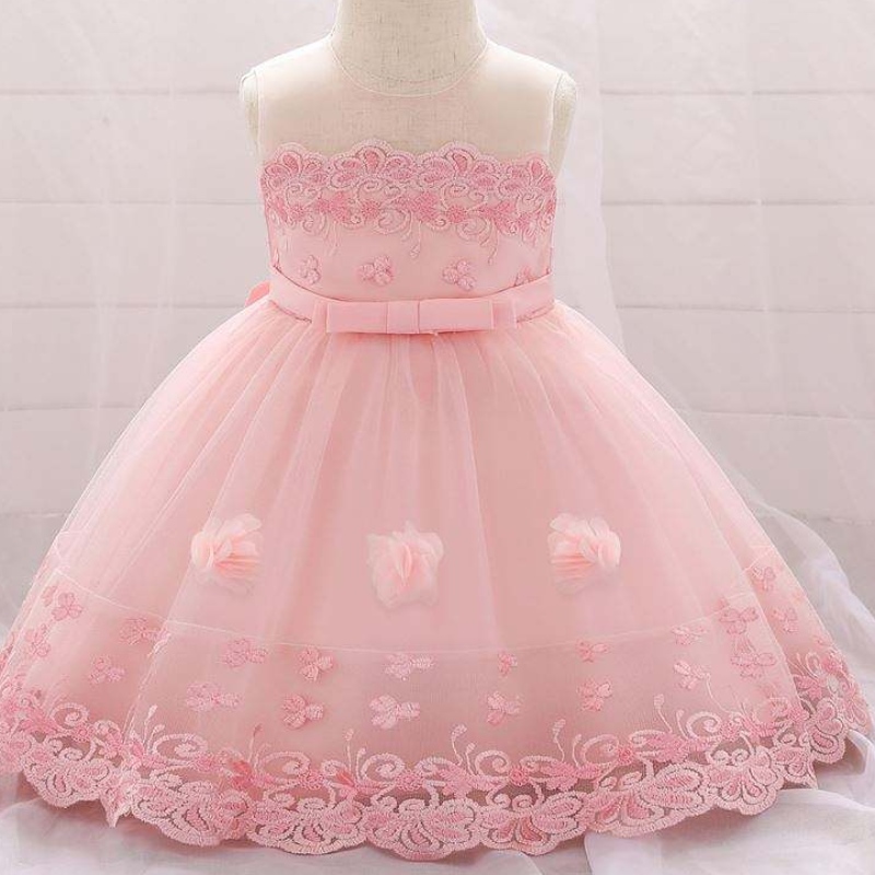 Baige senza manicheneonate da bambino abito da ballo di compleanno abbigliamento da festa di fiori l1922xz