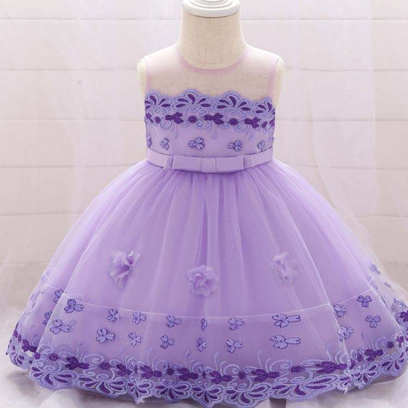 Baige senza manicheneonate da bambino abito da ballo di compleanno abbigliamento da festa di fiori l1922xz