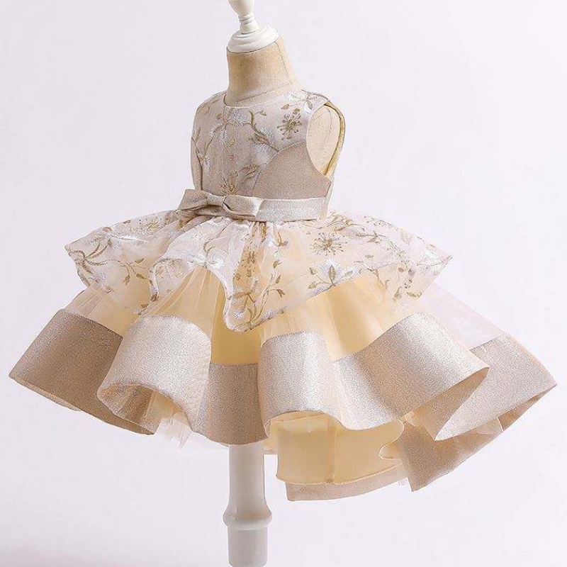 Baige 2021Summer Children \\ Forning Princess Abito Multiyer Mesh Mesh Kids Wedding Ball Abito L5251