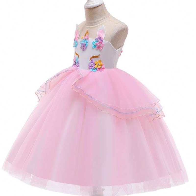 Nuovo abito da sera unicorno abiti per bambini abiti da bambino mesh abiti fantasiosi per abbigliamento da ragazza djs006