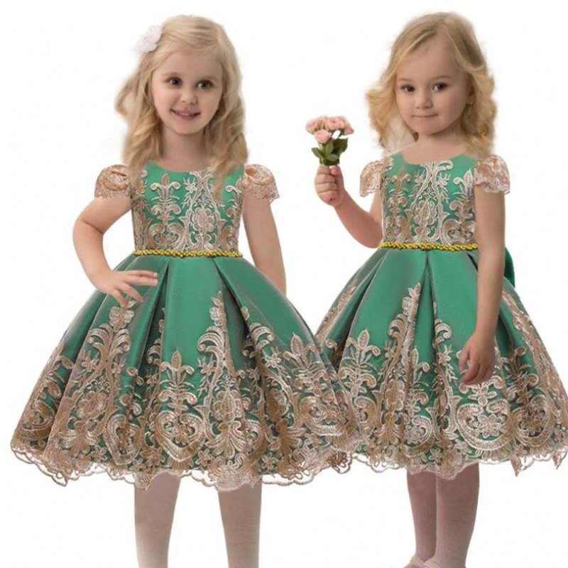 China Factory Kids Party Satin Abito di compleanno per bambini Birthday Birthday Abiti estivi 7933