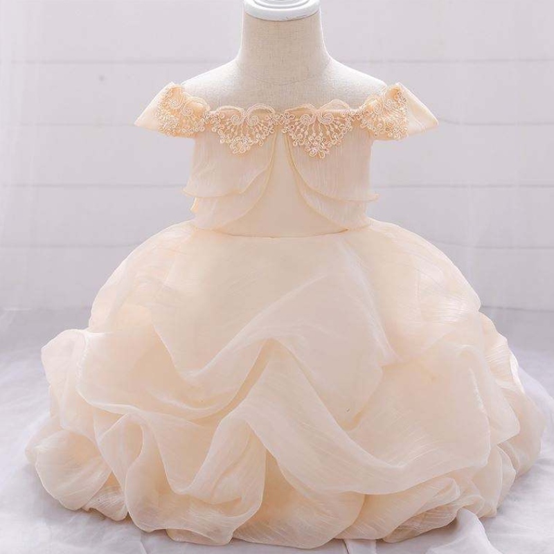 Solid Flower Appliqueing Girl Dress Dress Kids Kids Baby Christmas Party Weddingsmaid Tulle Tutu Dresses L1961xz