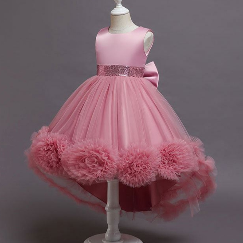 Baige Little Big Girls Flower Wedding Train Dress Tuttu Formale Pageant Party Princess Ball Abito da ballo