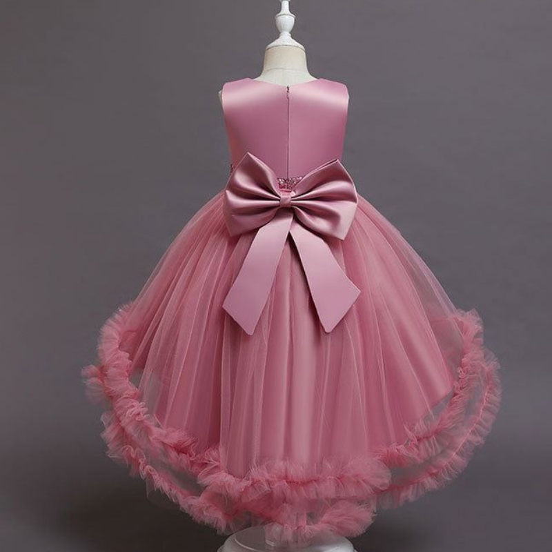 Baige Little Big Girls Flower Wedding Train Dress Tuttu Formale Pageant Party Princess Ball Abito da ballo