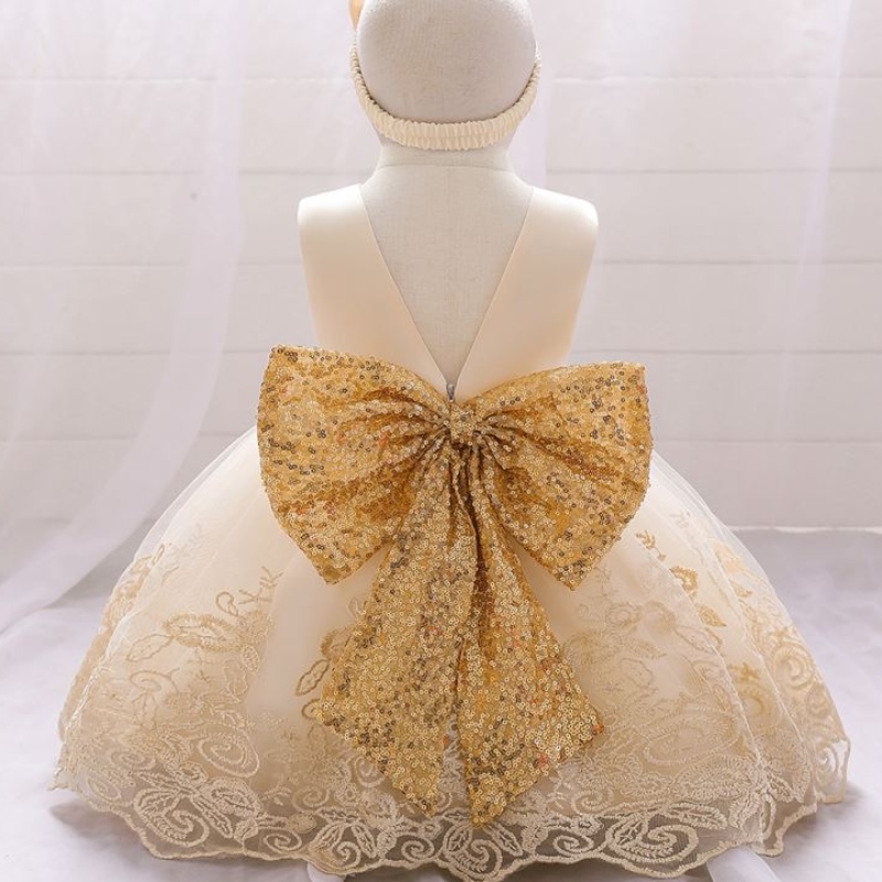 Nuovi bambini estivi abito principessa abitoneonato bambino abito da 1 ° compleanno con fascia gratuita