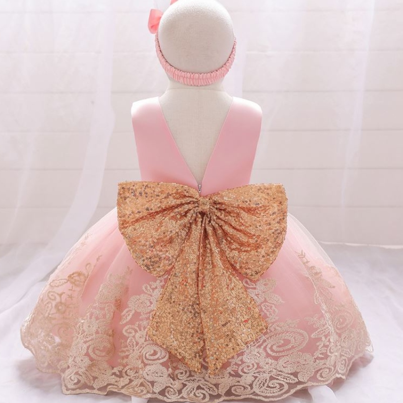 Nuovi bambini estivi abito principessa abitoneonato bambino abito da 1 ° compleanno con fascia gratuita