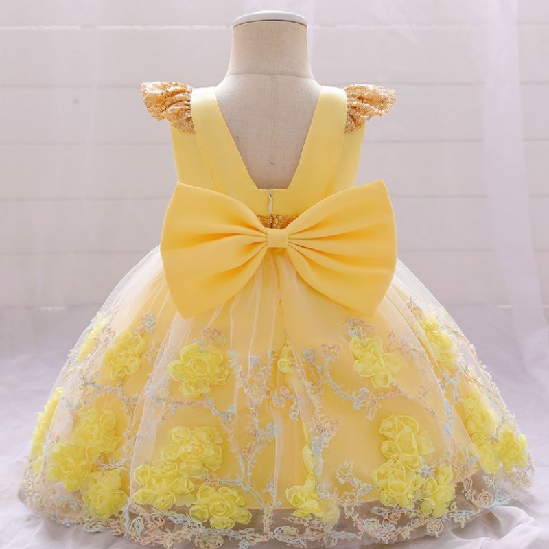 Baige New Arrival Formal Pink Flower Girls Dresses Bambini APPLICA COMPLIENTI Abito da festa di compleanno per bambini