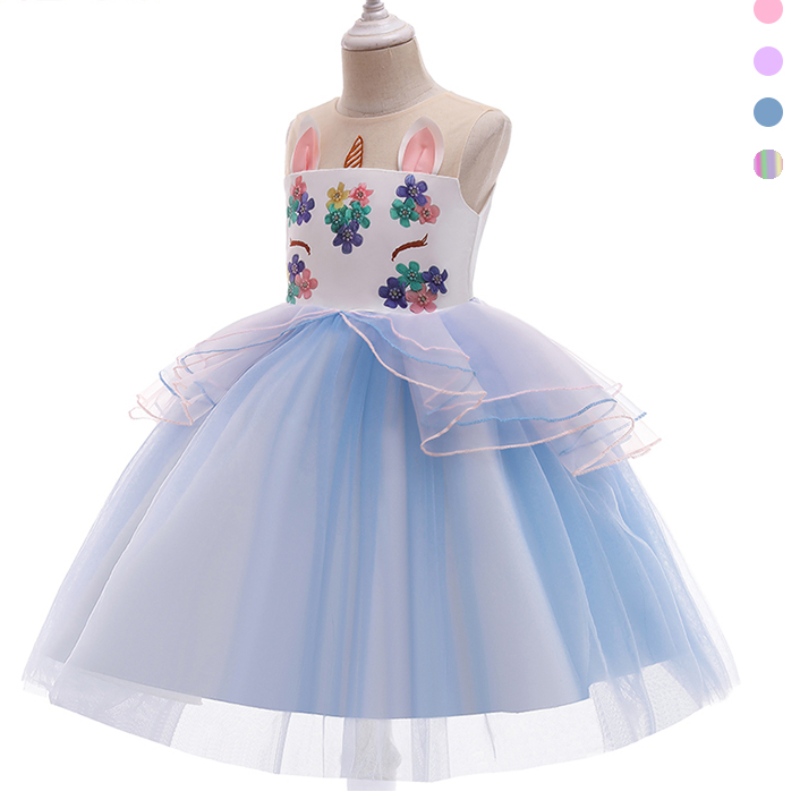 Fantasia colorato colorato arcobaleno Halter Tuttu Child Child Baby Unicorn Dresses Girls Unicorn Princess Abito per 3-11 anni ragazza