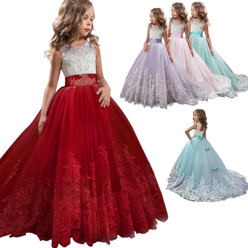 Girl Lace Recamity Christmas Birthday Party Abito da sposa abito da sposa Abiti per bambini per ragazze