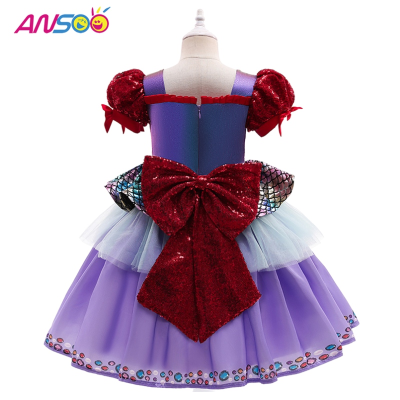 Ansoo Populanonuovo abito da principessa viola sirene per ragazze per ragazze.