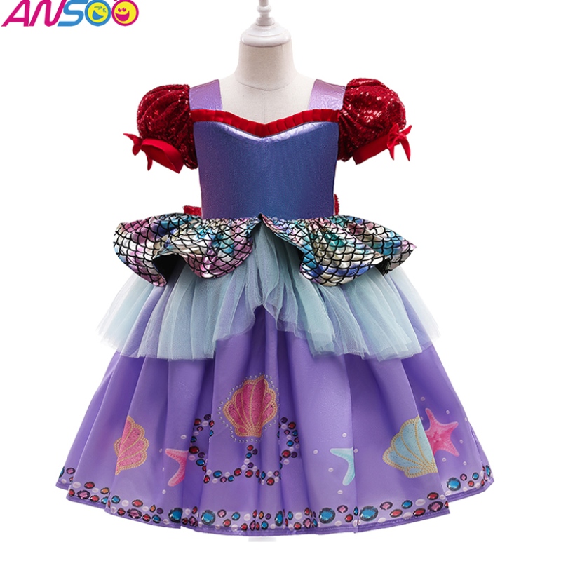 Ansoo Populanonuovo abito da principessa viola sirene per ragazze per ragazze.
