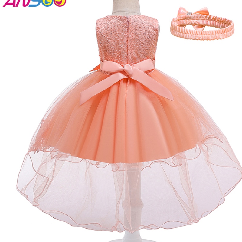 Ansoo Pretty Peach Children \\ Girl Birthday Princess Flower Orange Wedding Abito per ragazza