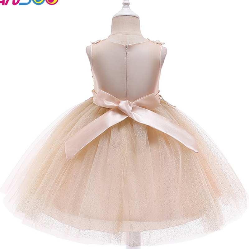 Ansso Factory Direct Sale abbigliamento per bambini abito tutu quotidiano con fiocchi all'ingrosso bambine principessa che trascina abito arancione