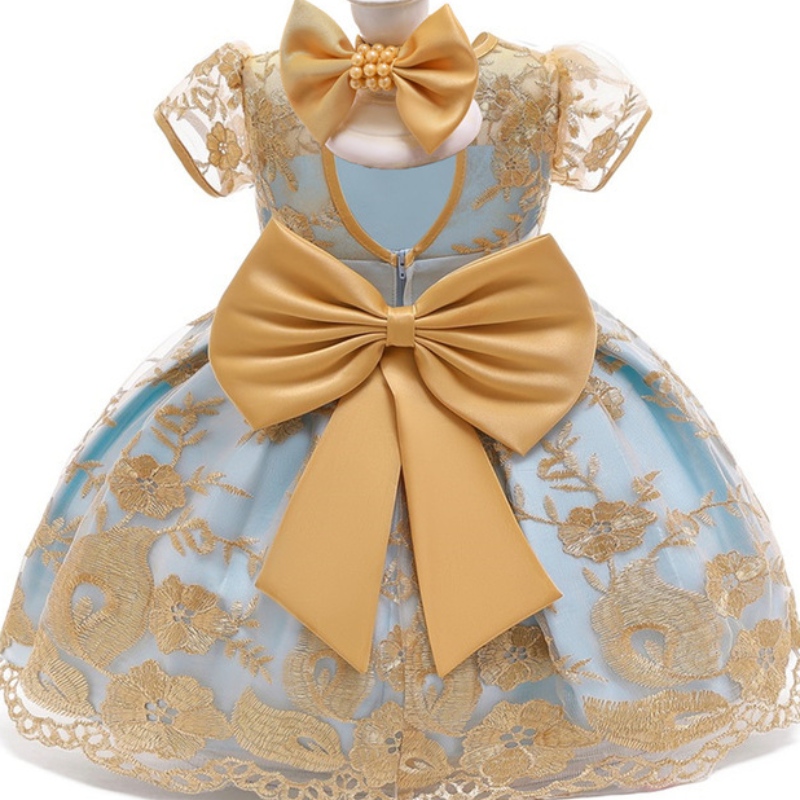 Amazon Hot Sale Dress Dress Dress Gold Lace Dress per 1-3 anni bambino