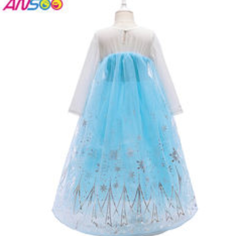 ANSOO 2022 Girls Elsa Princess Abito costumi per feste di compleanno Dress up Fancy Halloween Costume