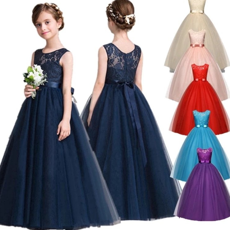 Adolescente Girls Princess Dress for Children Fedding Party Damigella in pizzo rosso vestito per bambini Birthday Ball Ball Abito da ballo 14 anni