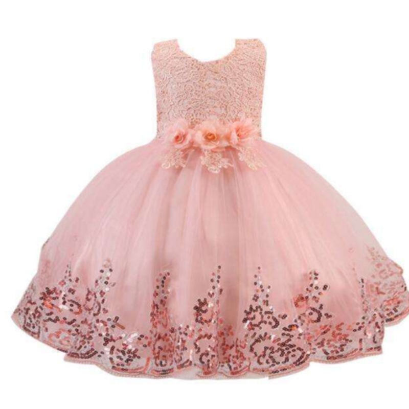 Paillettes per bambini in pizzo principessa vestito per bambini abito da festa del matrimonio abito da fiore vestito 3-12 anni