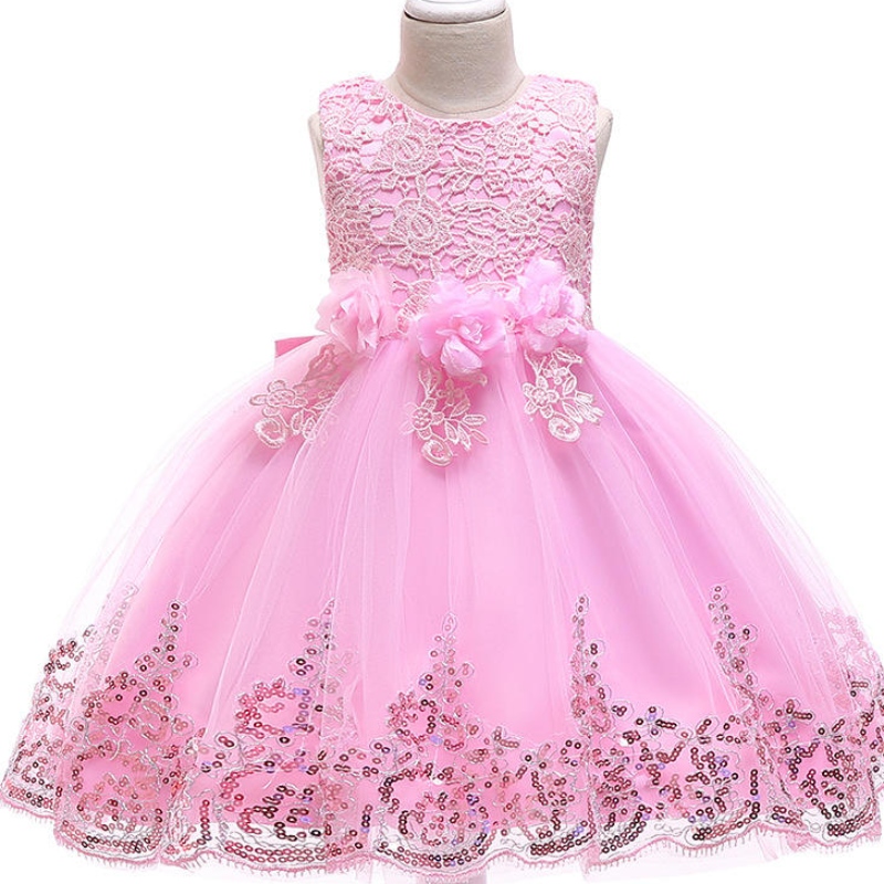 Bambino rosso abito principessa luminoso per ragazze abiti da festa in cotone anti-brandella fiore traspirante abiti da sera