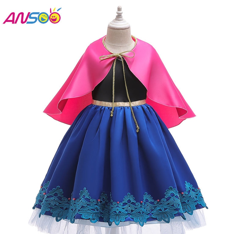 ANSOO KIDS GIRLS Principessa Queen Elsa Anna Halloween Costume Gonna in abito fantasia