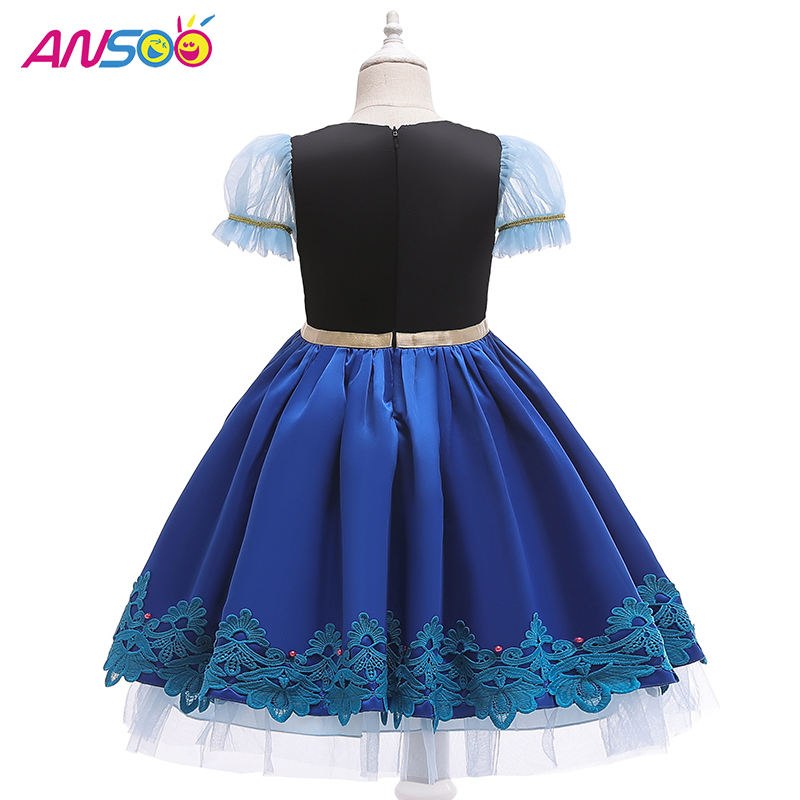 ANSOO KIDS GIRLS Principessa Queen Elsa Anna Halloween Costume Gonna in abito fantasia