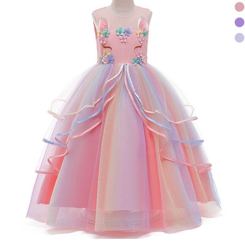 Ansoo Private Custom French in stile francese bambini di lusso Long Unicorn Tulle Princess Fare di matrimonio Abito unicorno per ragazze