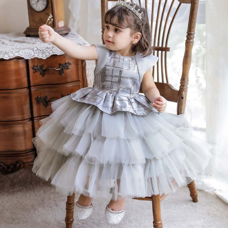 BAIGE 2022 Nuovo abito da fiore adorabile a multistrato adorabile ragazza da ragazza da ballo da ballo da ballo da bambina 2 anni