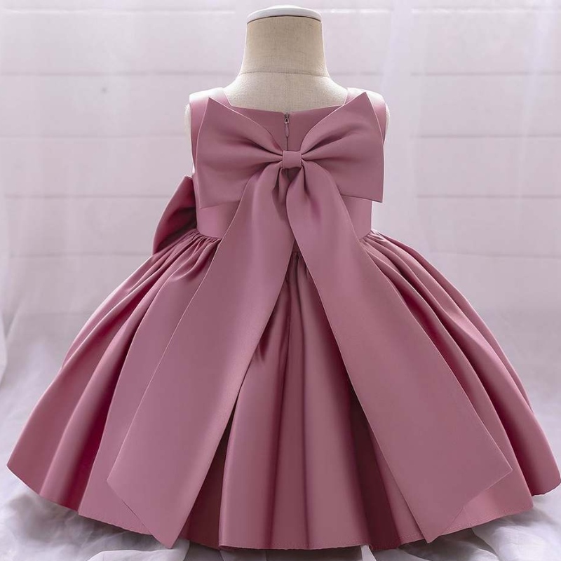 Baige Bowknot bambina abito principessa vestito Western in stile senza maniche un anno di abbigliamento da festa di compleanno di un anno