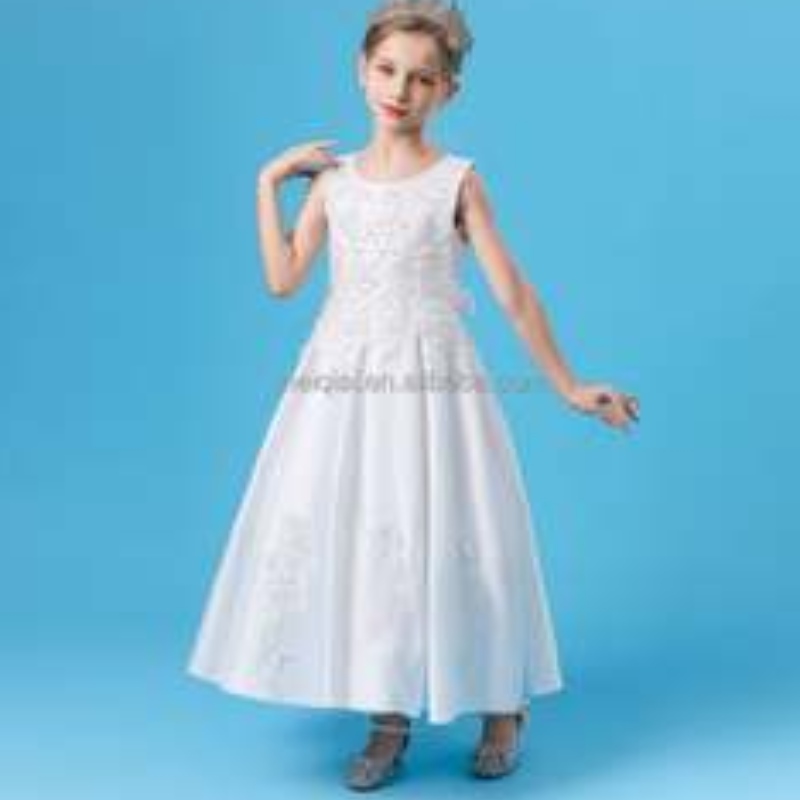 Baige New Arrival Flower Children Abito da sposa da sposa eleganti abiti da ragazza senza maniche