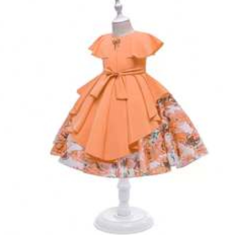 In stock baby perline da ragazza raso vestito per bambini abiti abiti da design per bambini cny capi