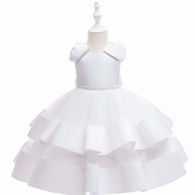Baige White Flower Girl Dresses Wedding Fairy Big Bow Girl Girl Abito da principessa