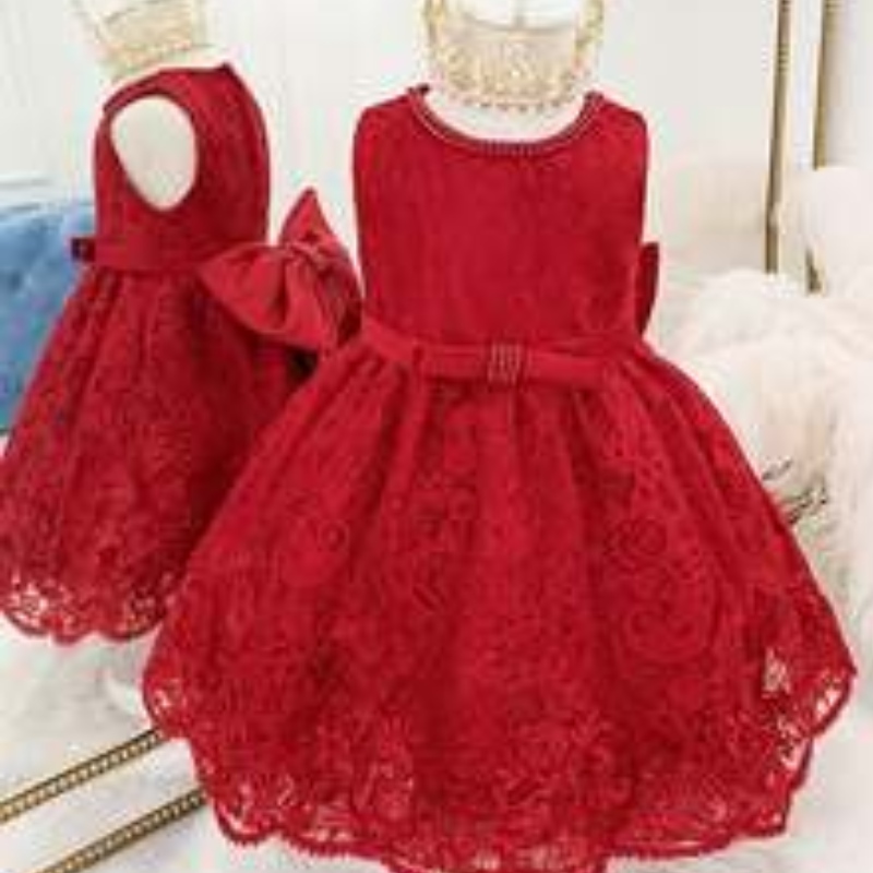 Battesimo bianco Principessa vestito in pizzo per bambini Celebrazione del costume da celebrazione
