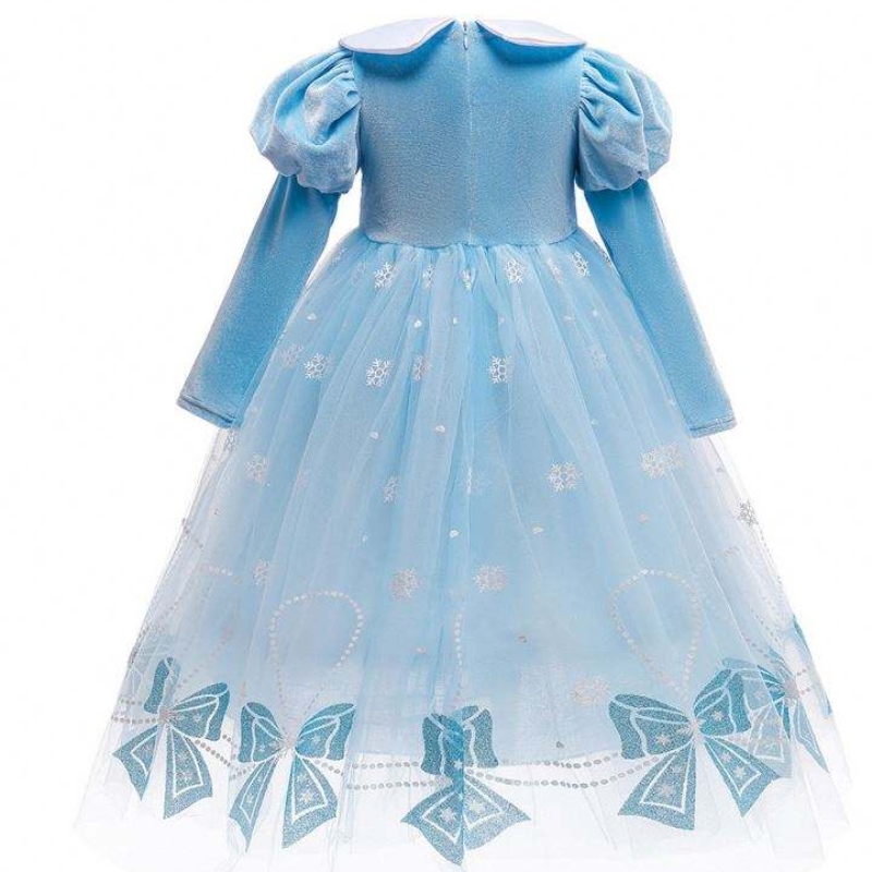 BX1763 Nuove maniche lunghe autunnali Anna Elsa Princess Abito di Halloween Costume Bambino Abito da ragazza