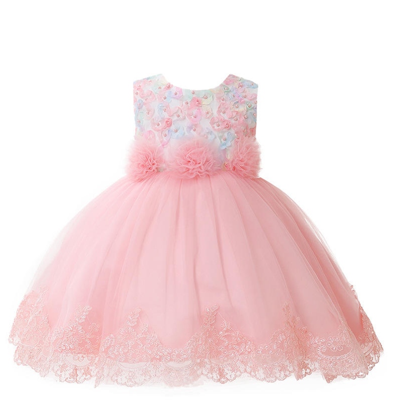 Abito da principessa per bambini Abito da pizzo ricamato a fiore Gonna tutu senza maniche