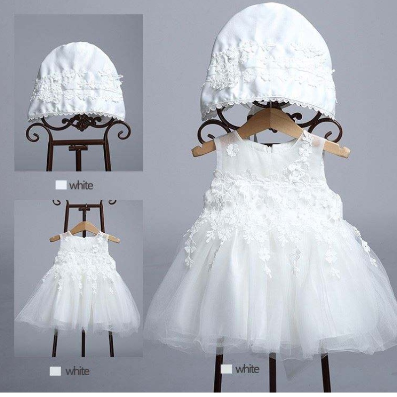 Baige Nuovo design in pizzo ricamato da bambino ricamato Battismo Birping Birthday Party Abito da 24 mesi