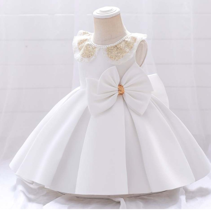 BAIGE NEW BASH BABY Girl Party Dress White First Communion Abito battesimo con abito da battesimo