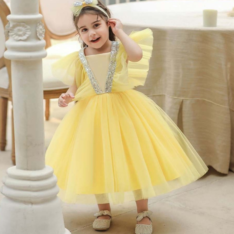 Baige Summer Children Vestiti paillettes BABY BASCHE COMPLEANNO COMPLEANNO FLOPPER GIORNI RAGAZZE PRINCIPRISSA COMPRESSI COMPLETA