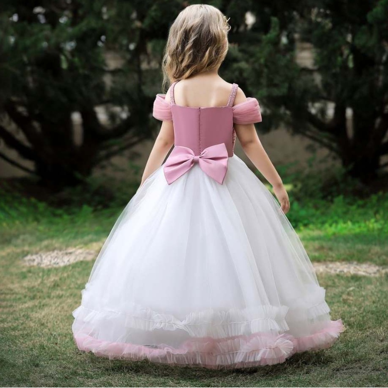 BAIGE Nuovo arrivo Princess per bambini vestito da festa abito da compleanno rosa per ragazze di 12 anni