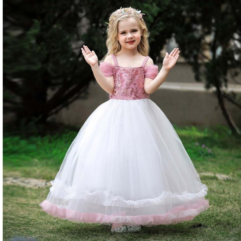 BAIGE Nuovo arrivo Princess per bambini vestito da festa abito da compleanno rosa per ragazze di 12 anni