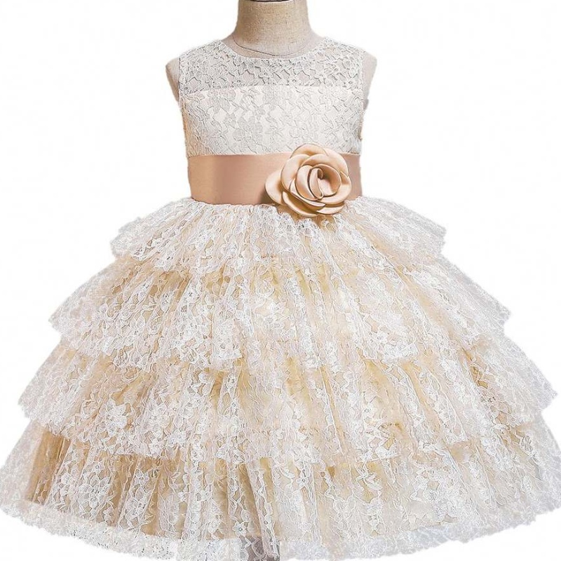 Baige Summer Fashion Lace Tulled Beludo Bigodaggio Big Biring Birthday Gowns Flow Girl Dresses