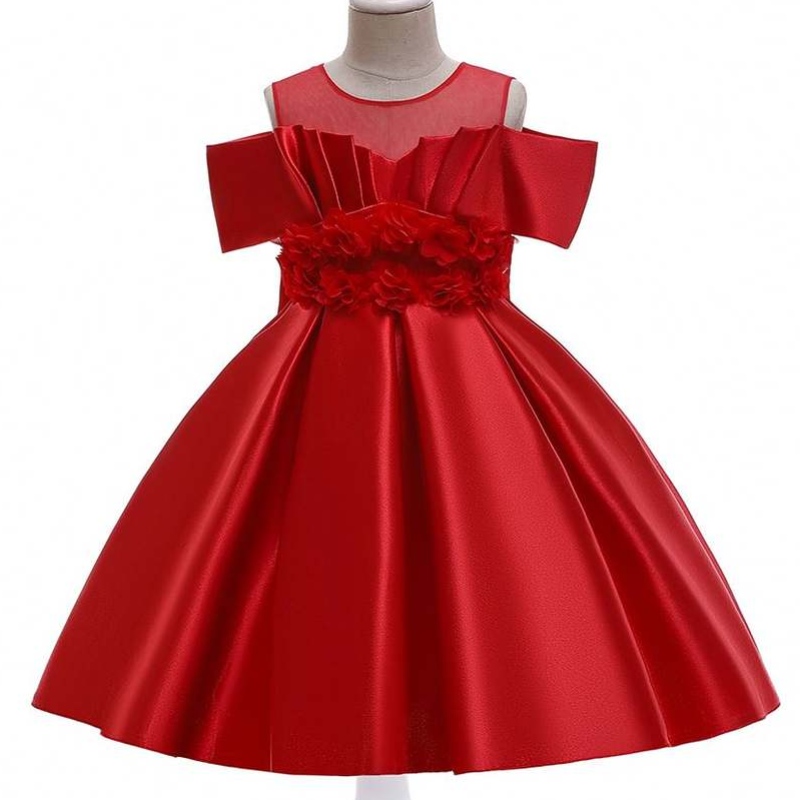 Baige New Kids Princess Flower Dress Off-Shoulder Christmas Girl Girls Dresses